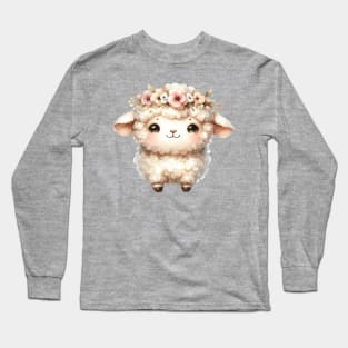 Adorable Baby Sheep Boho Babies A Whimsical Watercolor Gathering Long Sleeve T-Shirt